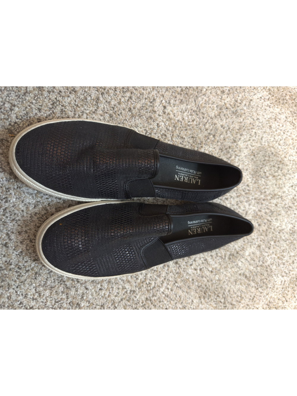 Lauren Ralph Lauren Black Slip-On Sneakers with Textured Upper